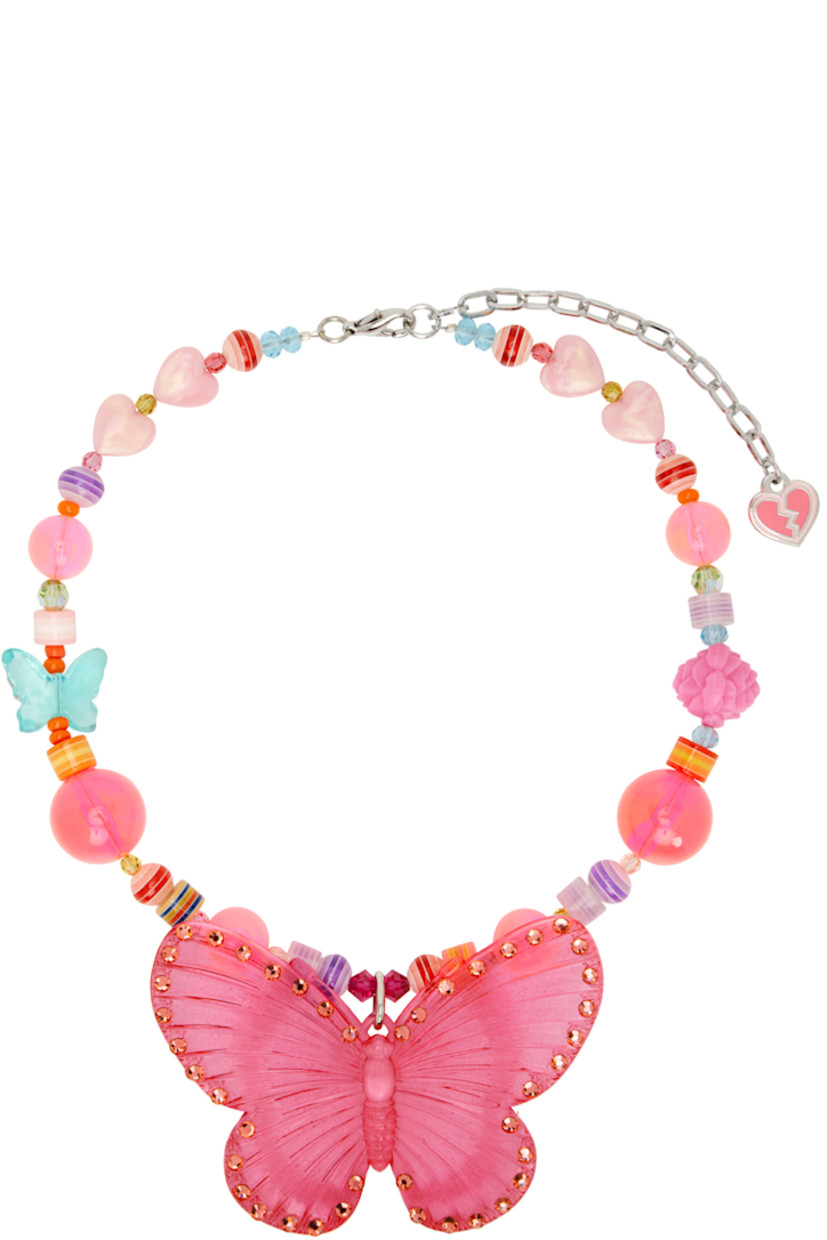 Handcrafted beaded crystal and lucite necklace in pink and multicolor.

· Graphic pendant at drop
· Charms at length
· Graphic charm at adjustable lobster-clap fastening
· Silver-tone hardware
· L19"

Available exclusively at SSENSE.

Part of the I'm Sorry by Petra Collins x Tarina Tarantino collaboration. 

Supplier color: Multi/Neon pink