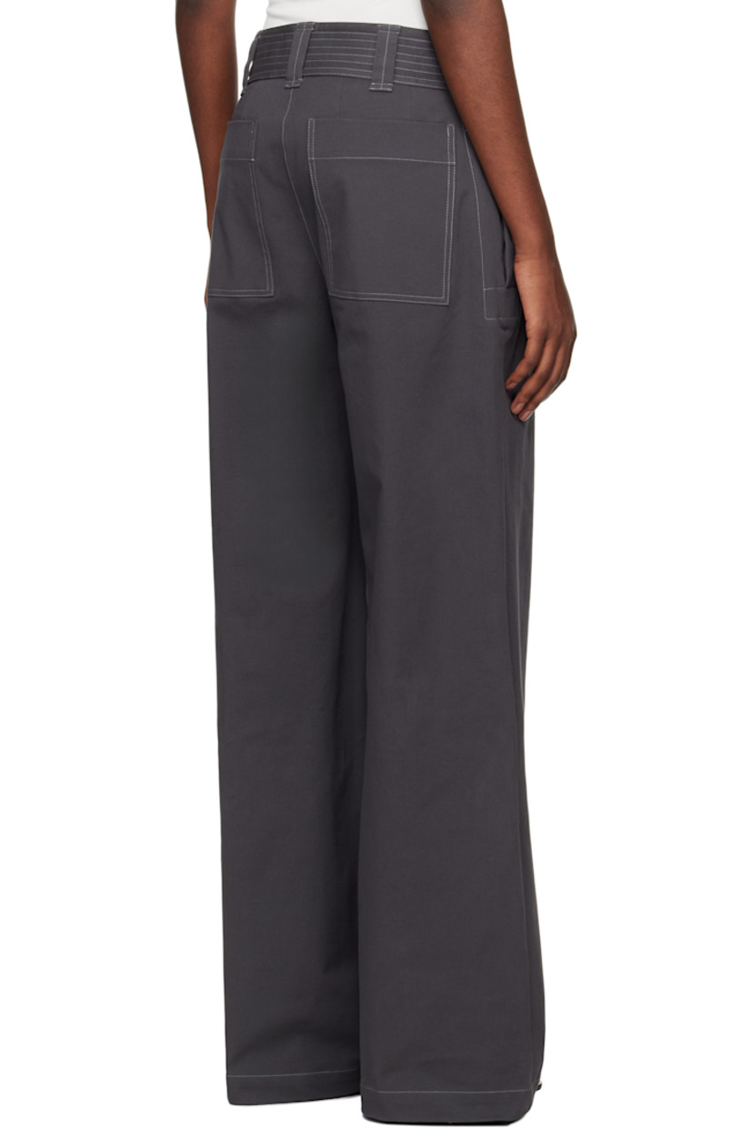 Straight-leg heavyweight deadstock stretch cotton twill trousers.

· Belt loops and detachable self-tie belt 
· Four-pocket styling
· Zip-fly
· Contrast stitching in white

Part of the Elemental 06 collection. 

Supplier color: Cement