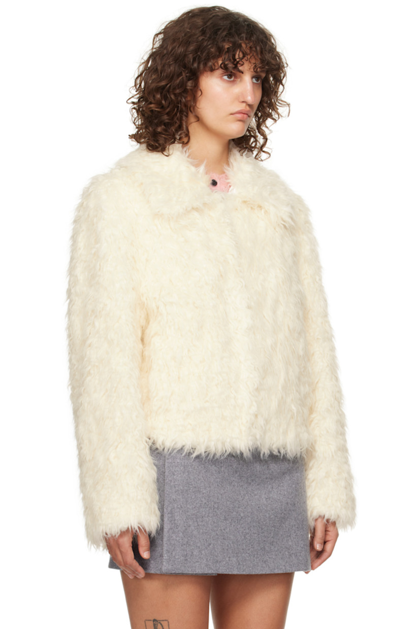 Faux-fur jacket. 

· Spread collar
· Hook-eye closure
· Welt pockets
· Full logo-woven satin lining

Supplier color: Off-white