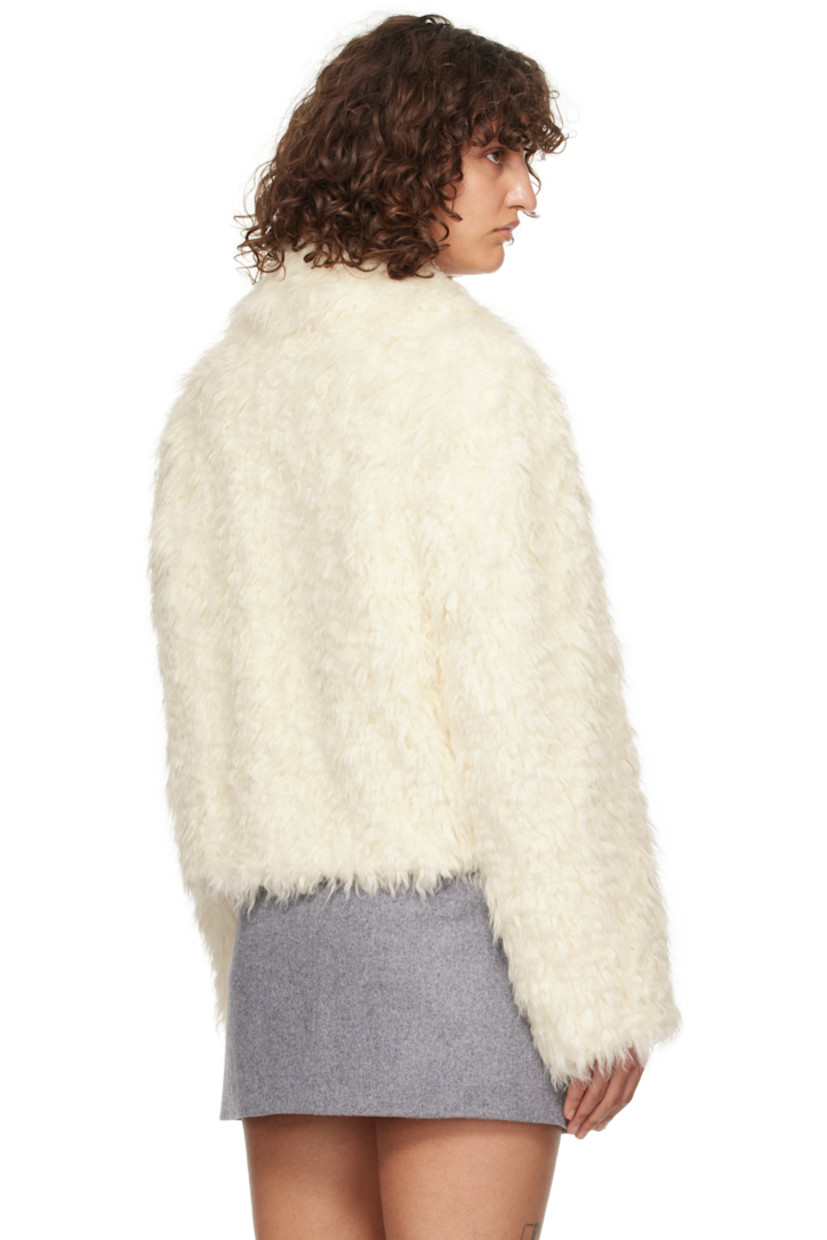 Faux-fur jacket. 

· Spread collar
· Hook-eye closure
· Welt pockets
· Full logo-woven satin lining

Supplier color: Off-white