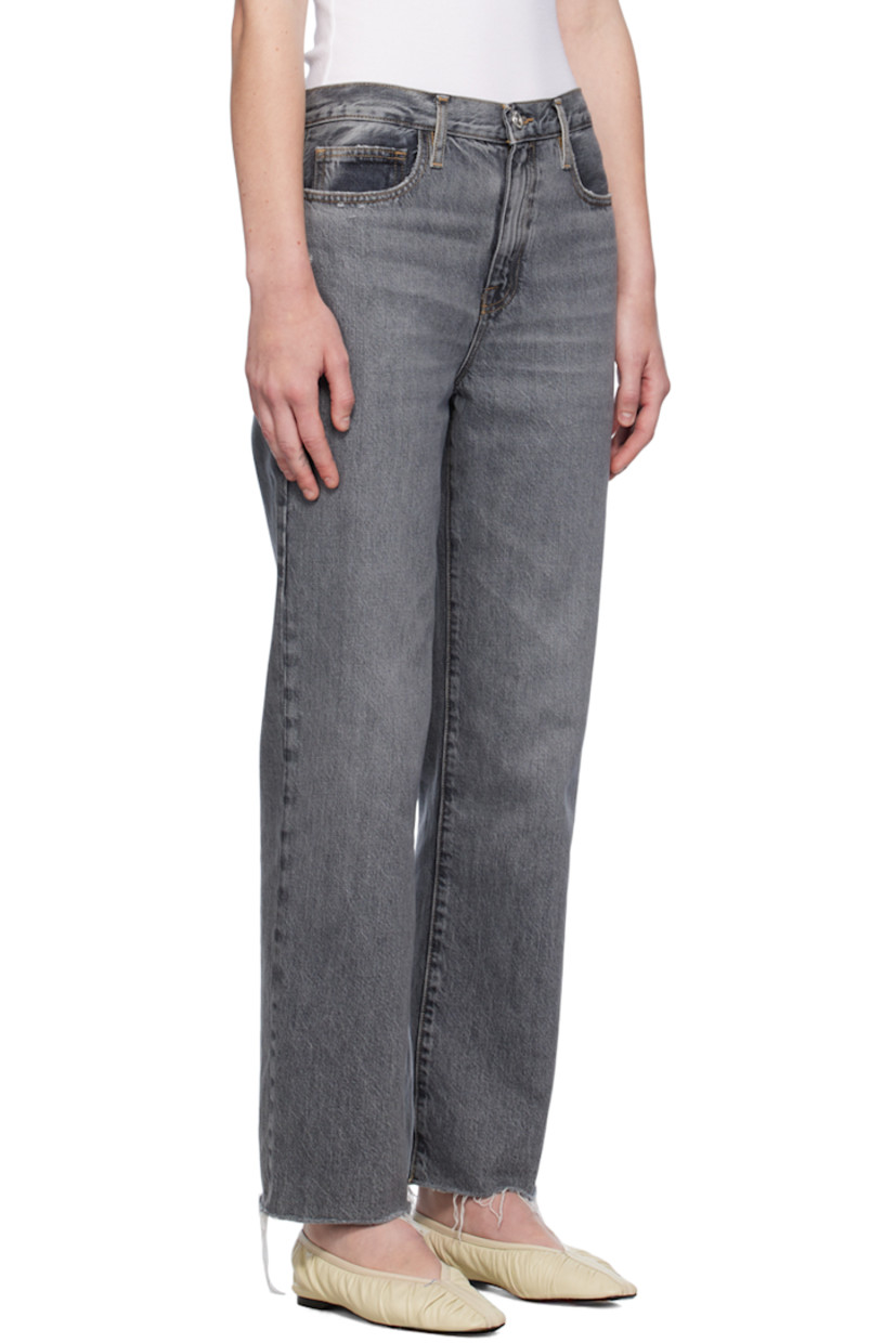 Non-stretch denim jeans. Fading, whiskering, and subtle distressing throughout.

· Belt loops
· Five-pocket styling
· Zip-fly
· Frayed edge at cuffs
· Contrast stitching in tan

Supplier color: Washed black
