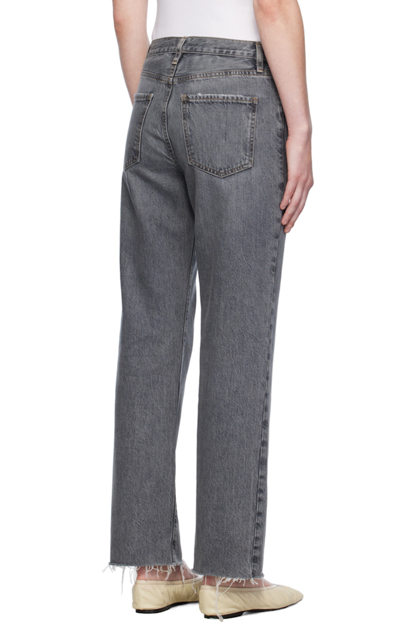 Non-stretch denim jeans. Fading, whiskering, and subtle distressing throughout.

· Belt loops
· Five-pocket styling
· Zip-fly
· Frayed edge at cuffs
· Contrast stitching in tan

Supplier color: Washed black