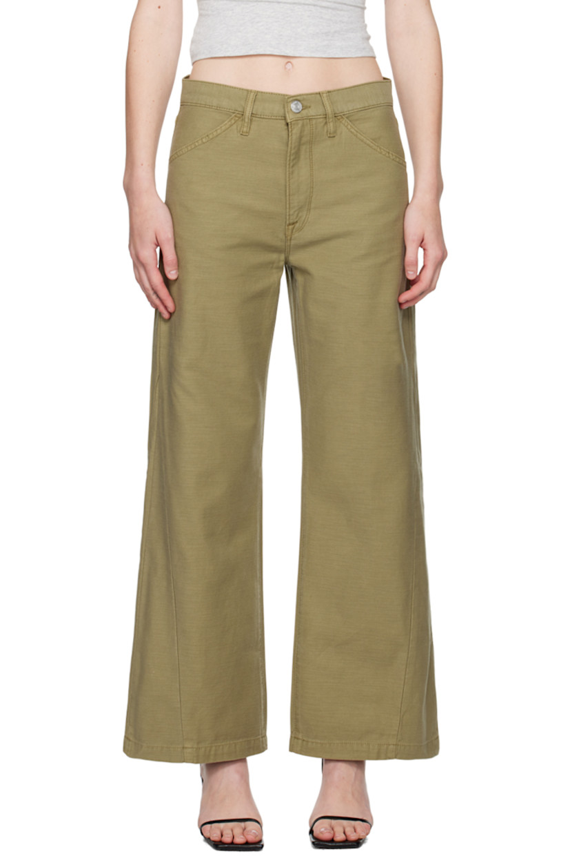 Wide-leg lightweight non-stretch denim jeans. 

· Low-rise 
· Belt loops 
· Four-pocket styling 
· Zip-fly
· Logo-engraved silver-tone hardware

Supplier color: Sage