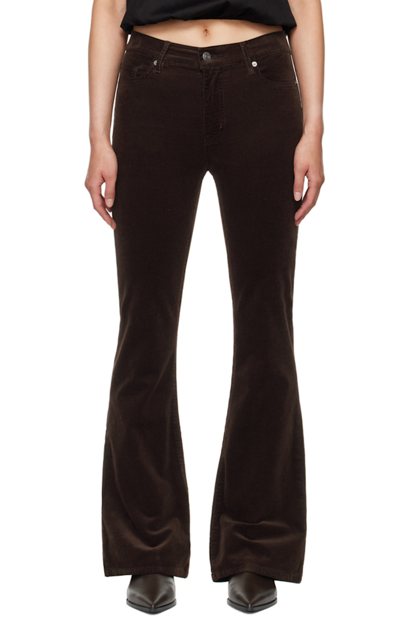 Flared stretch cotton-blend corduroy jeans.

· High-rise
· Belt loops
· Five-pocket styling
· Zip-fly

Supplier color: Espresso