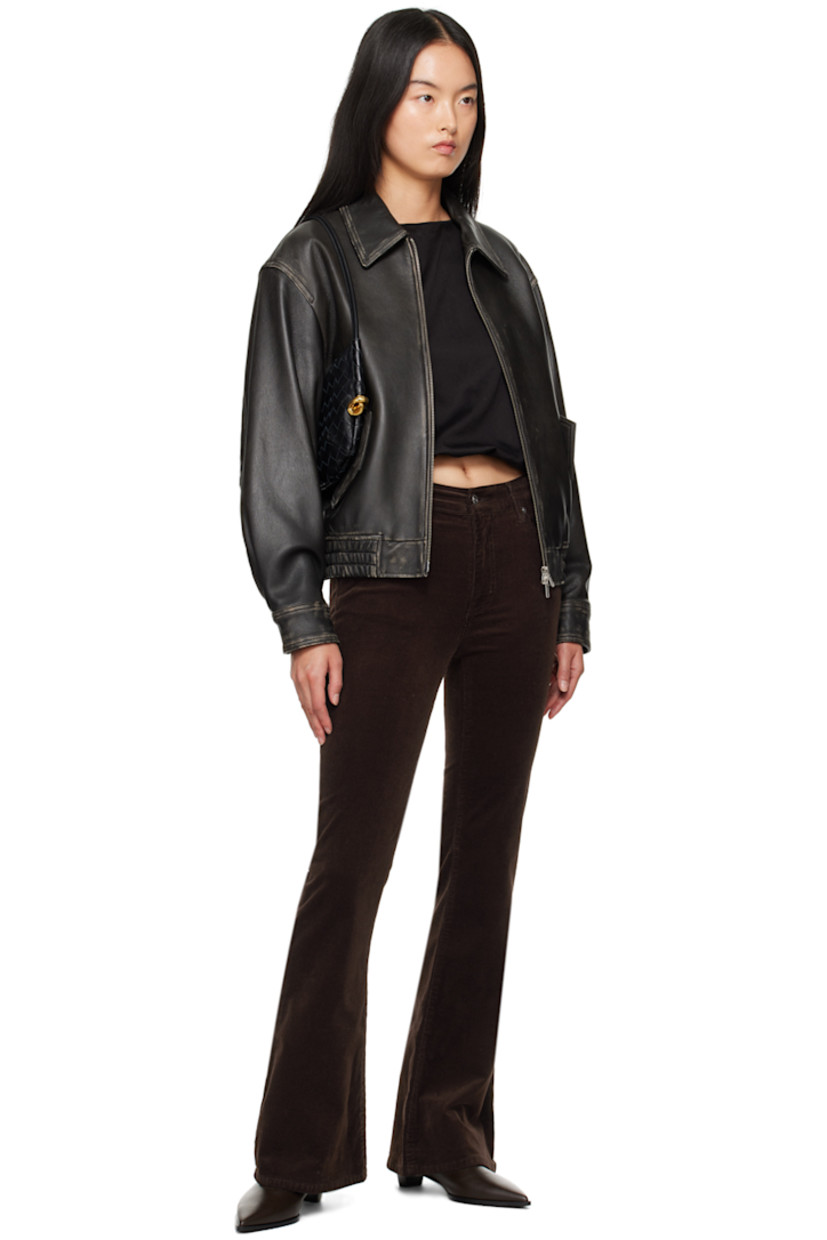 Flared stretch cotton-blend corduroy jeans.

· High-rise
· Belt loops
· Five-pocket styling
· Zip-fly

Supplier color: Espresso