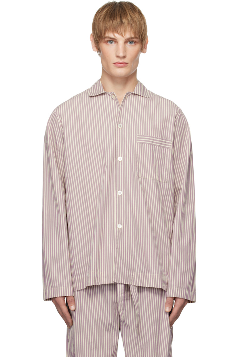 Oversized stonewashed organic cotton poplin pyjama shirt. Oeko-Tex® Standard 100-certified.

· Stripes throughout 
· Spread collar
· Button closure
· Patch pocket
· Logo flag at side seam
· Mother-of-pearl hardware

Supplier color: Skipper stripes