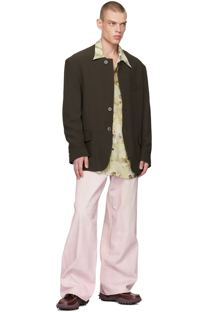 Acetate- and viscose-blend twill blazer.

· Stand collar
· Button closure
· Welt pocket and flap pockets
· Darts at waist
· Padded shoulders
· Three-button surgeons cuffs
· Patch pocket at interior
· Full cotton jersey lining

Supplier color: Brown