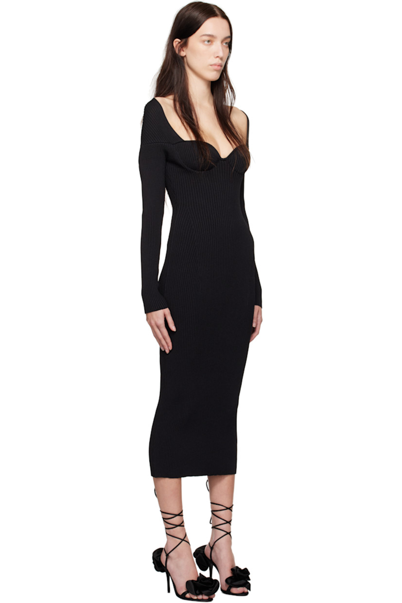 Rib-knit viscose-blend maxi dress. 

· Sweetheart neck
· Underwire at cups

Supplier color: Black