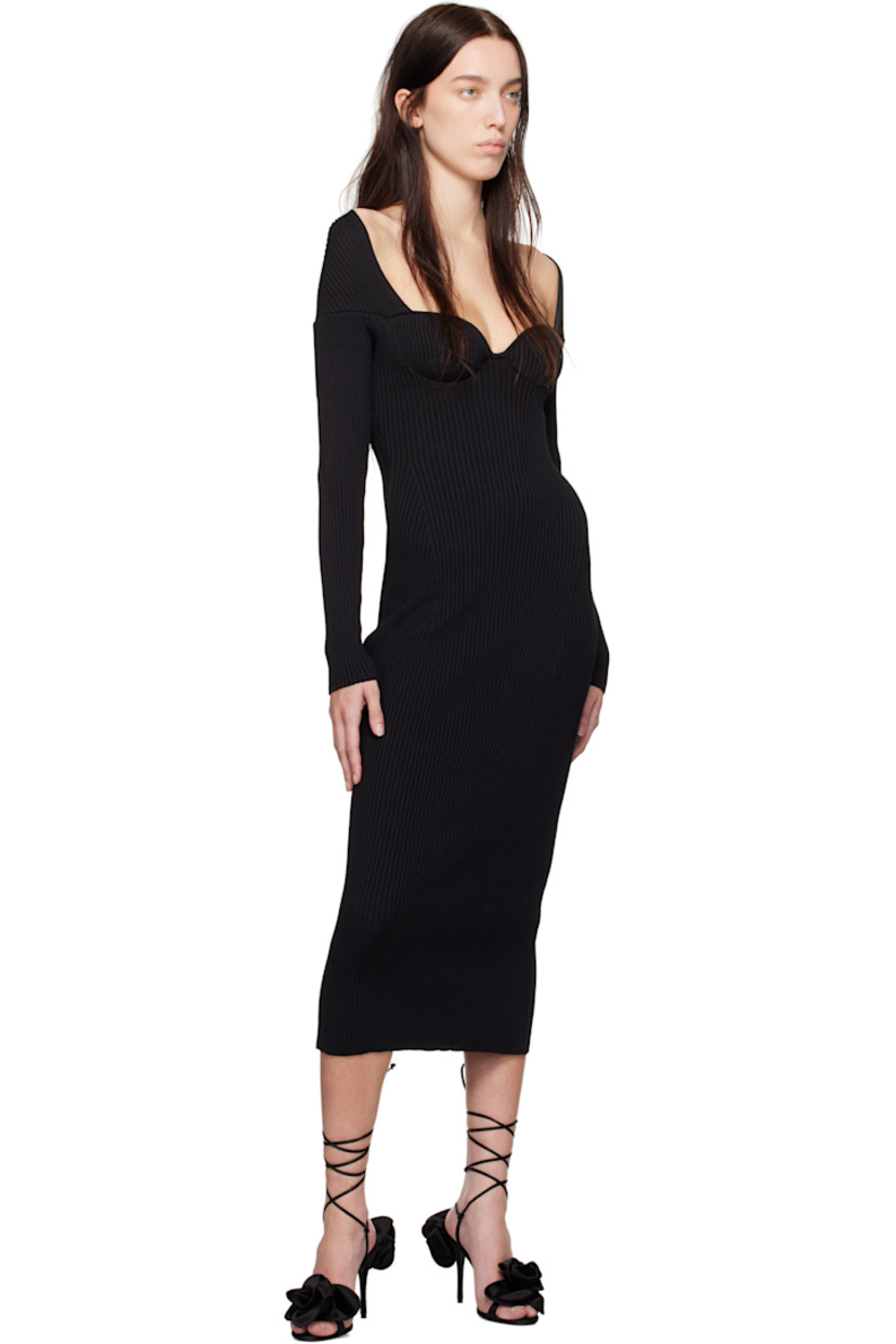Rib-knit viscose-blend maxi dress. 

· Sweetheart neck
· Underwire at cups

Supplier color: Black
