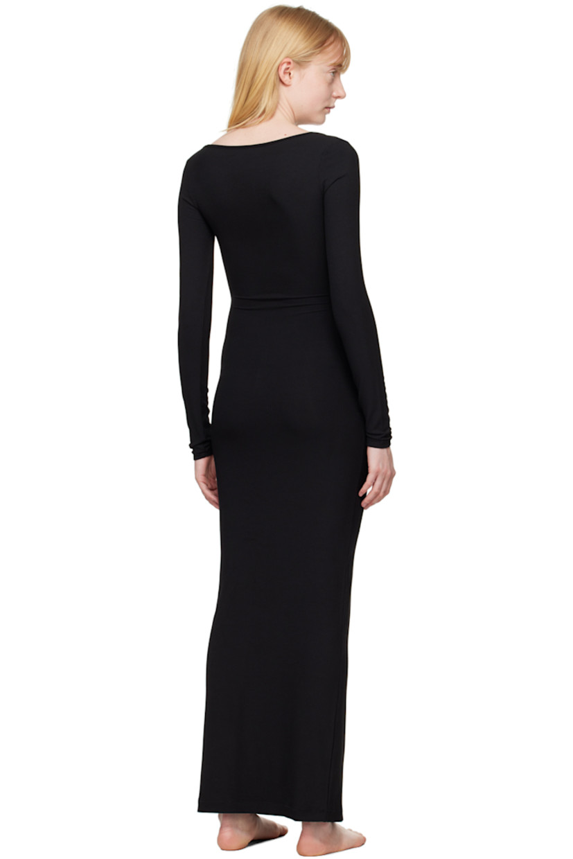 Breathable stretch modal ribbed jersey dress.

· Square neck
· Unlined

Supplier color: Onyx