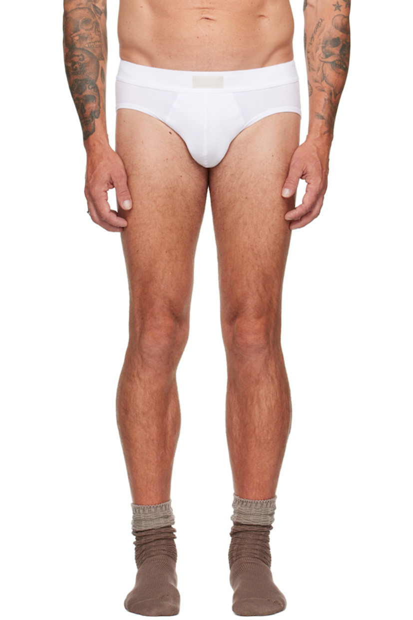 Pack of three stretch cotton- and modal-blend jersey briefs. 

· Logo patch at elasticized waistband 
· Partially lined

Supplier color: Chalk