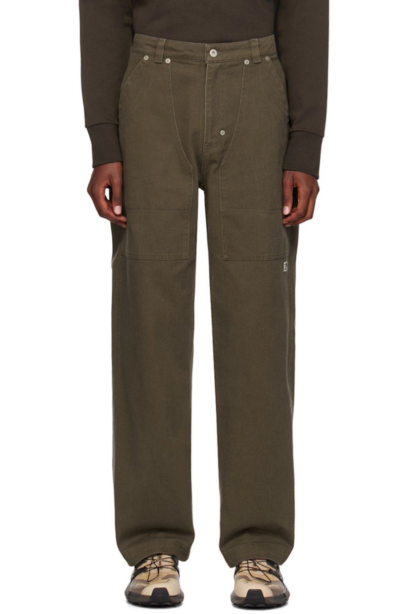 Cotton twill trousers. 

· Paneled construction
· Belt loops
· Four-pocket styling
· Zip-fly
· Embroidered logo patch at outseam
· Hammer loop at outseam
· Logo embroidered at back pocket

Supplier color: Dark brown