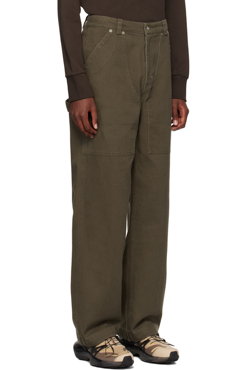 Cotton twill trousers. 

· Paneled construction
· Belt loops
· Four-pocket styling
· Zip-fly
· Embroidered logo patch at outseam
· Hammer loop at outseam
· Logo embroidered at back pocket

Supplier color: Dark brown
