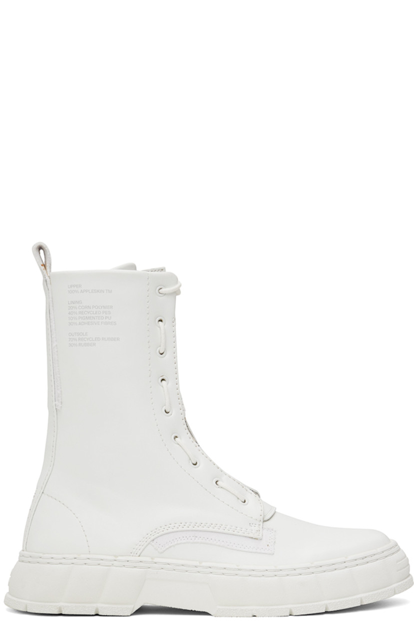 Handcrafted ankle-high Appleskin™ faux-leather boots in white.

· PETA-certified
· Zip closure
· Wraparound lace-up fastening
· Text printed at outer side
· Pull-loop at heel
· Logo embossed at heel counter
· Logo printed at padded insole
· Faux-leather lining
· Textured recycled rubber-blend sole

Supplier color: White