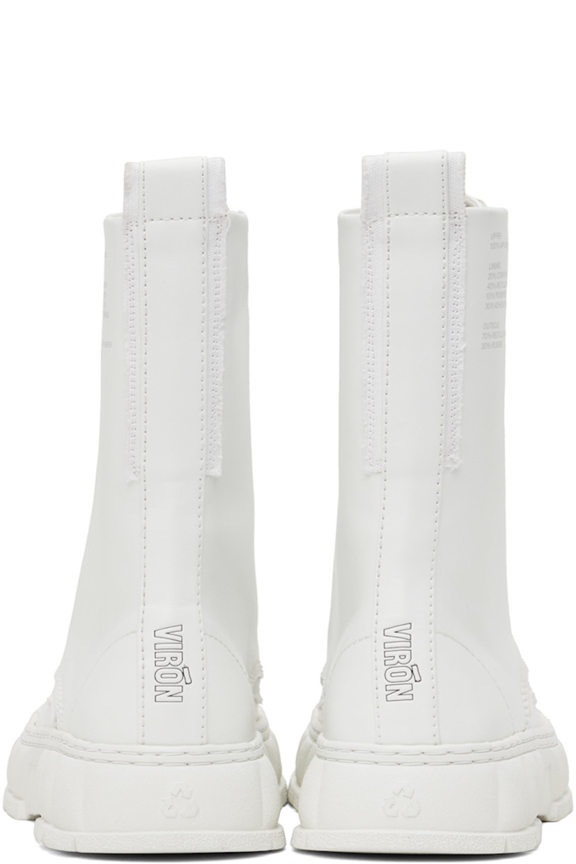 Handcrafted ankle-high Appleskin™ faux-leather boots in white.

· PETA-certified
· Zip closure
· Wraparound lace-up fastening
· Text printed at outer side
· Pull-loop at heel
· Logo embossed at heel counter
· Logo printed at padded insole
· Faux-leather lining
· Textured recycled rubber-blend sole

Supplier color: White