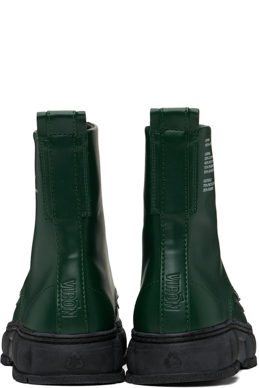 Handcrafted ankle-high Appleskin™ faux-leather boots in green.

· PETA-certified
· Lace-up closure
· Padded tongue and collar
· Text printed at outer side
· Pull-loop at heel
· Logo embossed at heel counter
· Logo printed at padded insole
· Faux-leather lining
· Textured recycled rubber-blend sole

Supplier color: Forest