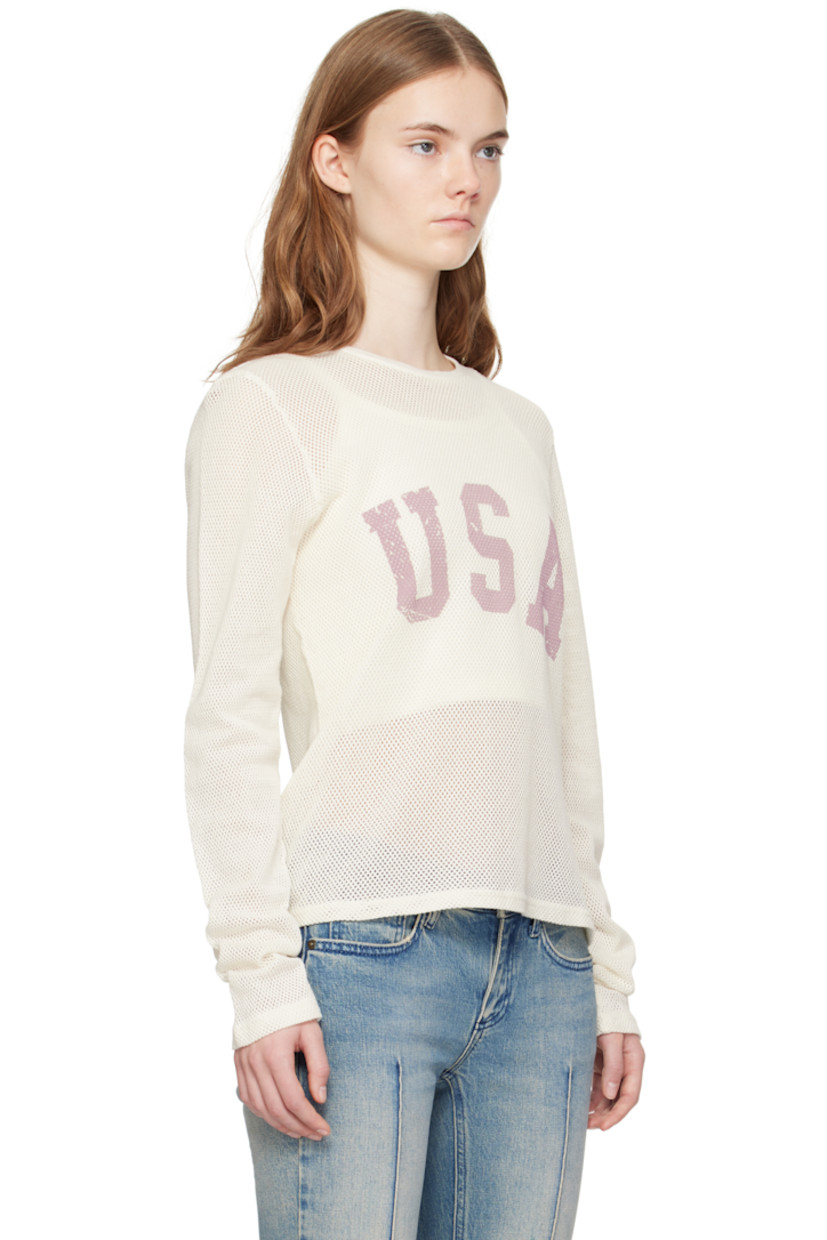 Cotton mesh T-shirt. 

· Rib-knit crewneck
· Logo printed at front

Supplier color: Pearl white