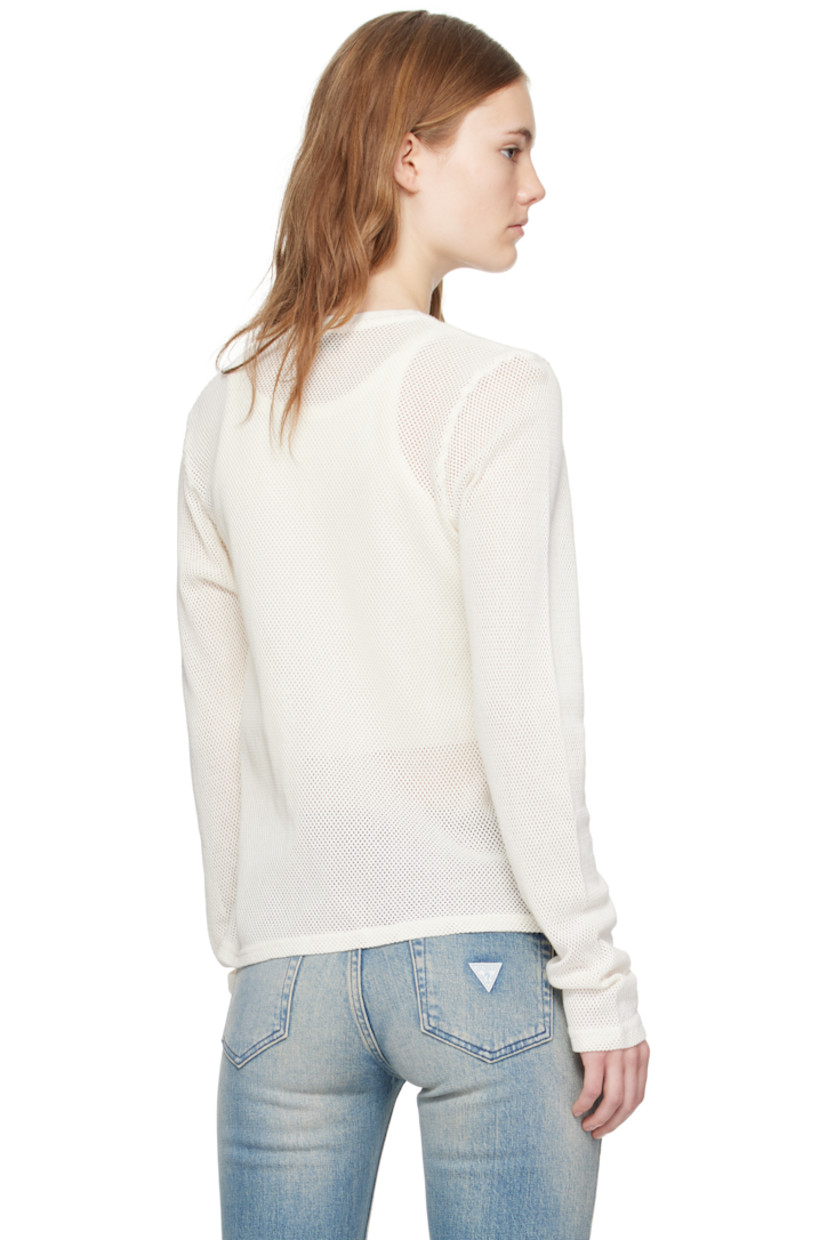 Cotton mesh T-shirt. 

· Rib-knit crewneck
· Logo printed at front

Supplier color: Pearl white