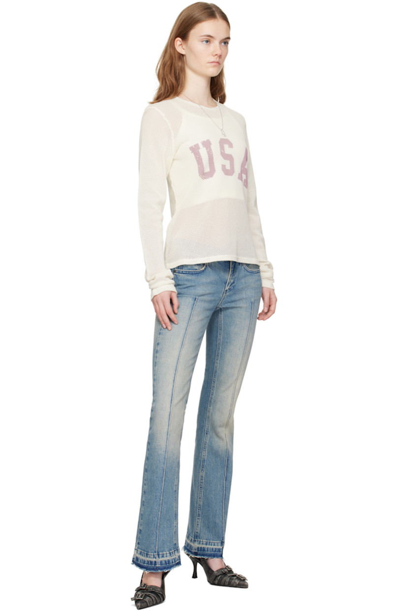 Cotton mesh T-shirt. 

· Rib-knit crewneck
· Logo printed at front

Supplier color: Pearl white