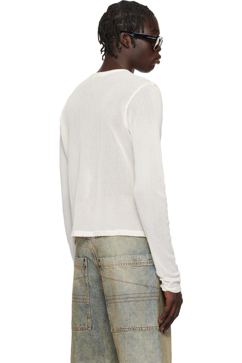 Semi-sheer cotton mesh T-shirt. Fading throughout.

· Rib-knit crewneck
· Logo printed at chest

Supplier color: Pearl white/Multi