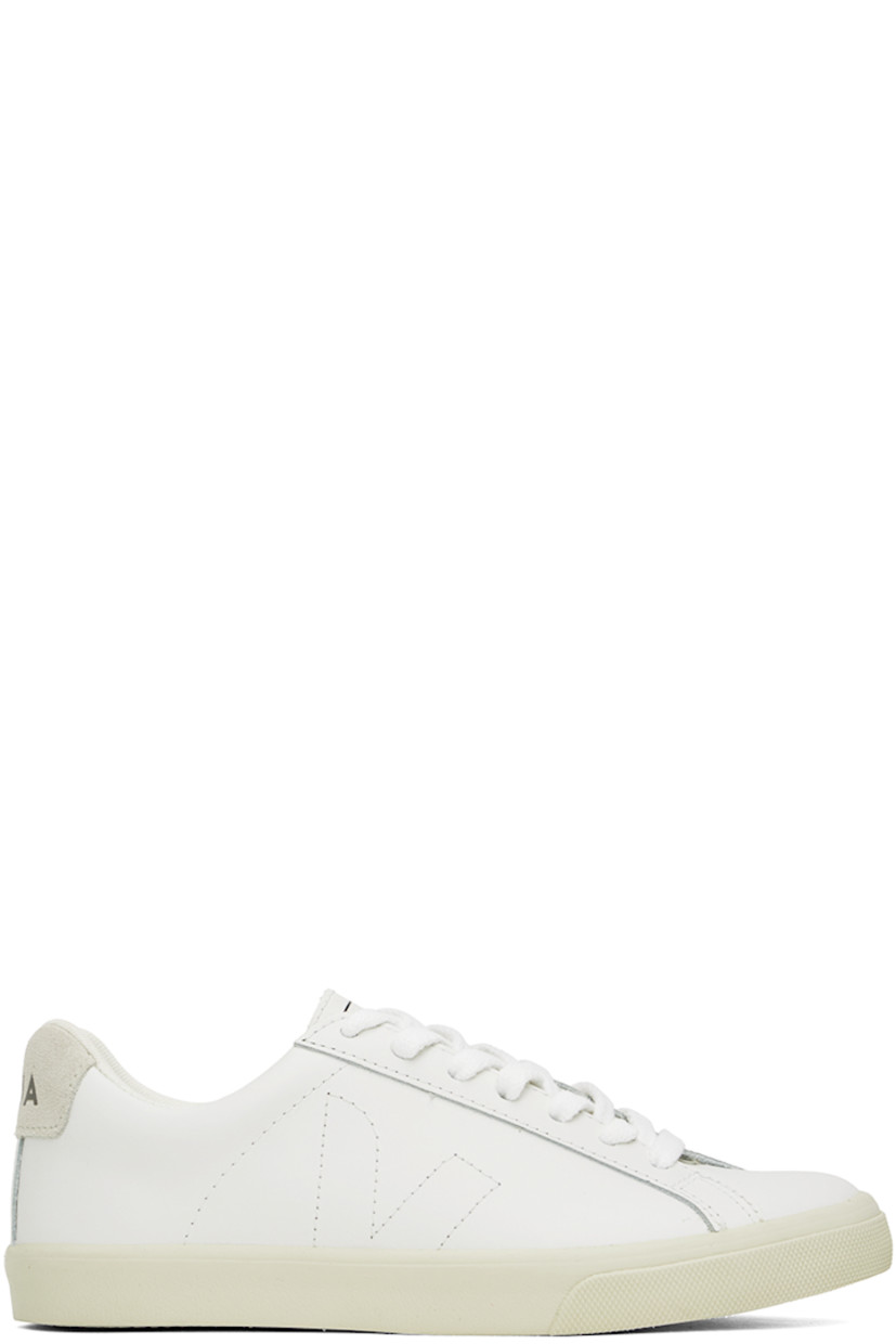 Low-top buffed leather sneakers in white.

· Lace-up closure
· Logo printed at tongue and heel tab
· Padded collar
· Logo topstitched at sides
· Recycled mesh lining
· Treaded rubber sole

Supplier color: White
