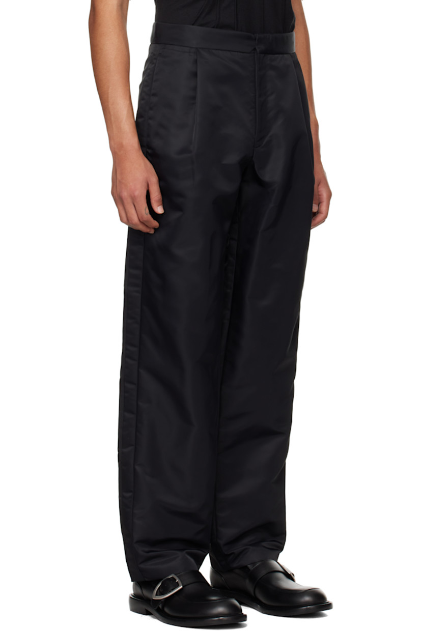 GRS-certified recycled nylon taffeta trousers.

· High-rise
· Five-pocket styling
· Zip fly
· Central pleats at front waistband
· Taffeta stripe at outseam

Supplier color: Black