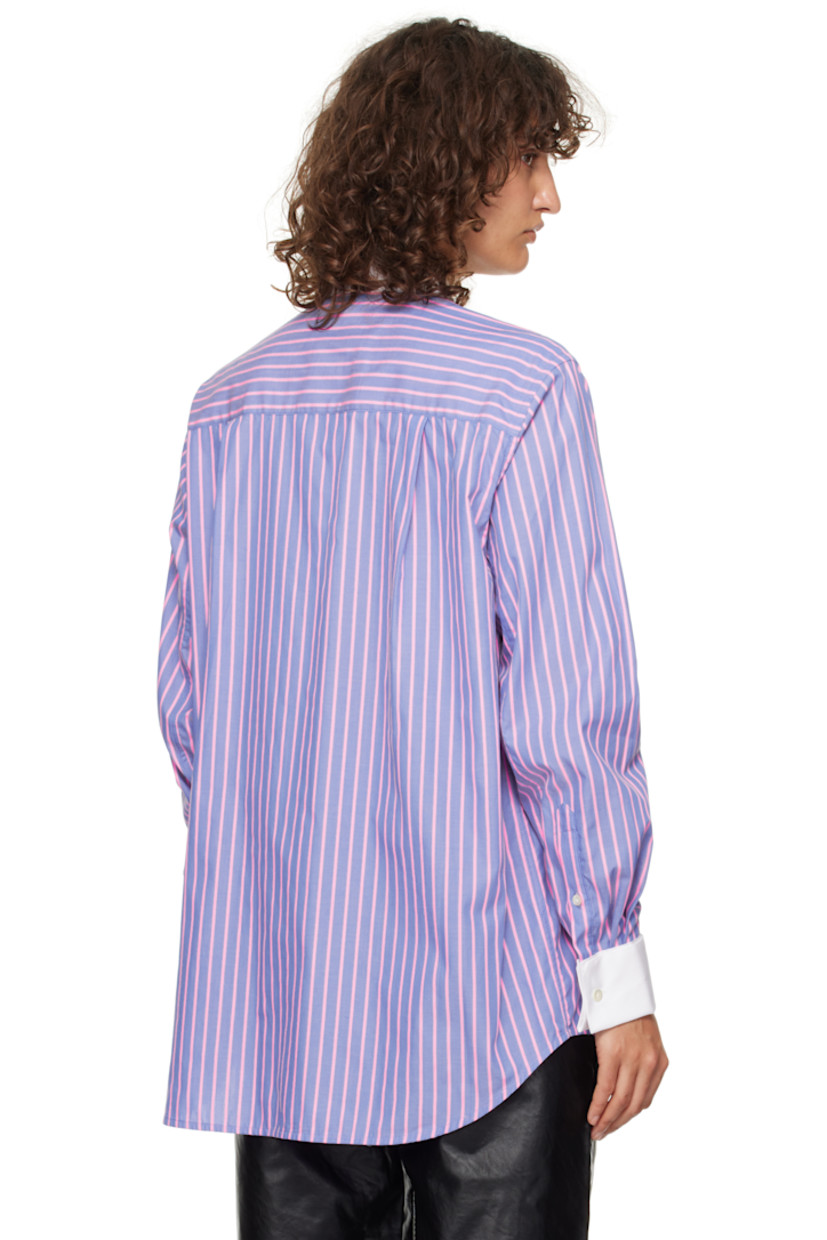 Relaxed-fit cotton-blend poplin shirt. Stripes throughout.

· Spread collar
· Button closure
· Logo embroidered at front
· Shirttail hem
· French cuffs
· Pleats at back yoke
· Mother-of-pearl hardware

Supplier color: Pink azure