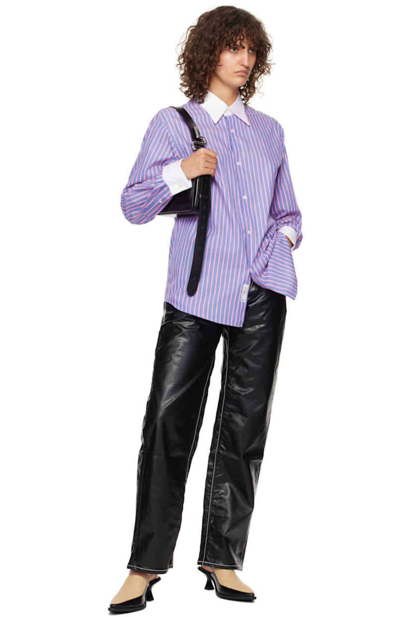 Relaxed-fit cotton-blend poplin shirt. Stripes throughout.

· Spread collar
· Button closure
· Logo embroidered at front
· Shirttail hem
· French cuffs
· Pleats at back yoke
· Mother-of-pearl hardware

Supplier color: Pink azure