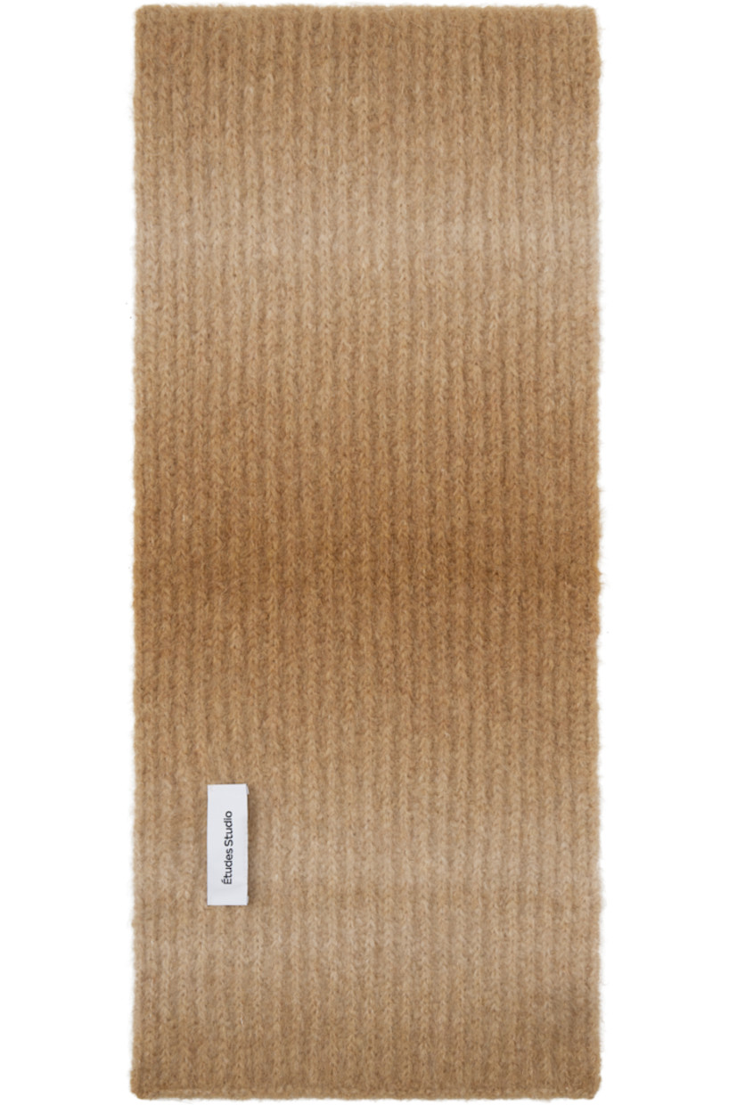 Brushed knit alpaca-blend scarf in tan. 

· Gradient effect throughout
· L72" x W10"

Supplier color: Tan
