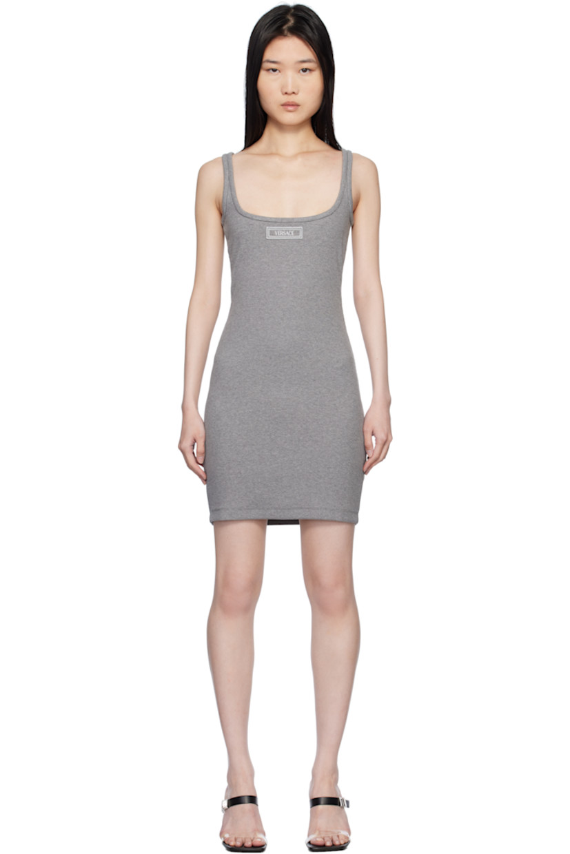 Rib-knit stretch cotton minidress.

· Square neck
· Embroidered logo patch at chest

Supplier color: Gray