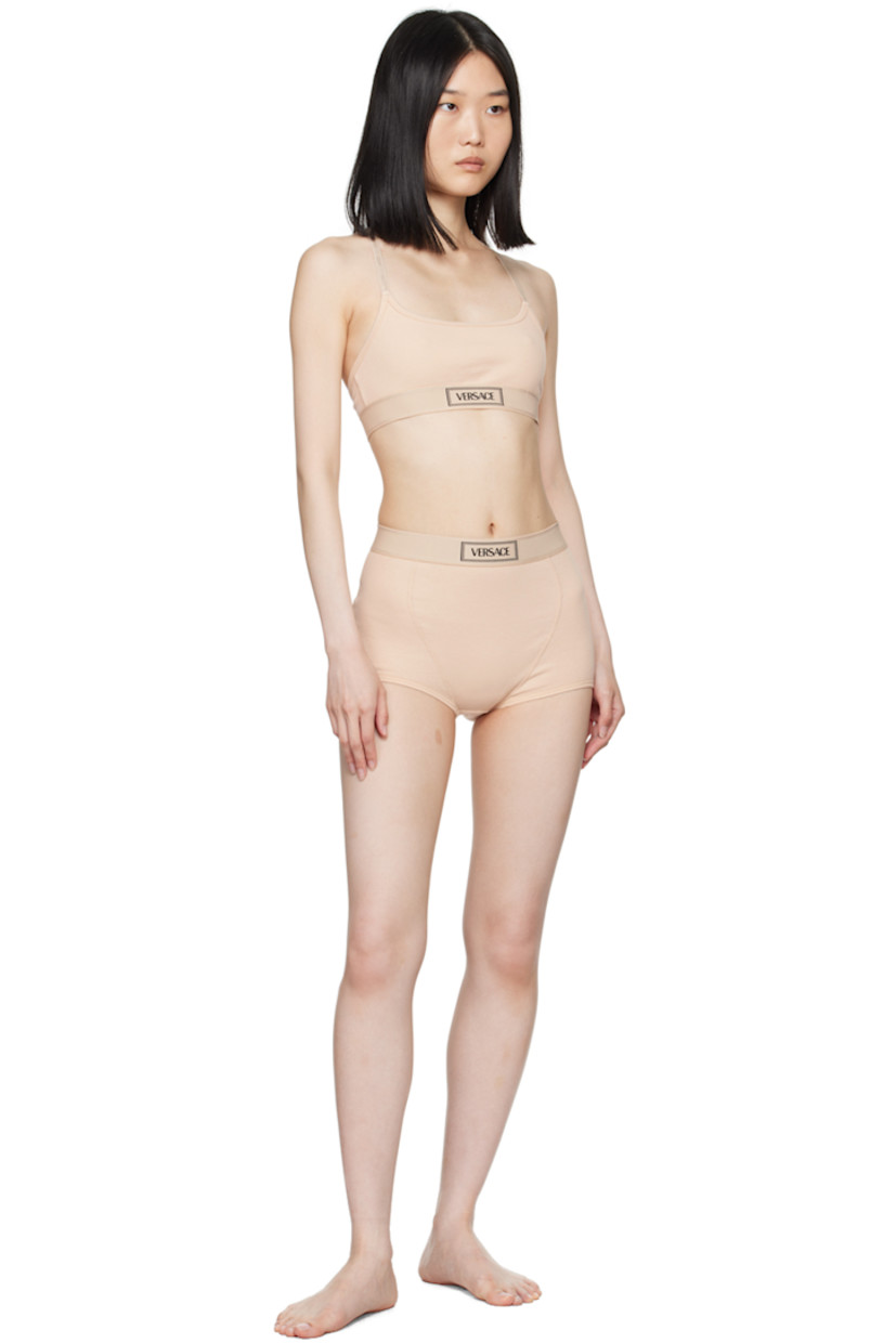 Stretch cotton ribbed jersey bra. 

· Scoop neck
· Jacquard logo at adjustable elasticized shoulder straps
· Jacquard logo at elasticized hem
· Fully lined

Supplier color: Chiffon