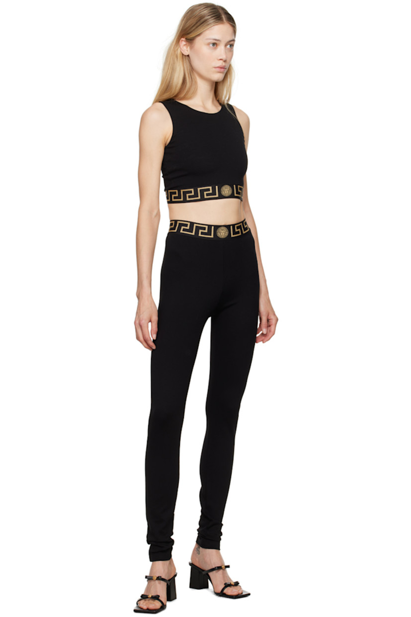 Stretch viscose- and nylon-blend jersey sport bra.

· Scoop neck
· Greek key pattern and Medusa graphic at elasticized hem

Supplier color: Black