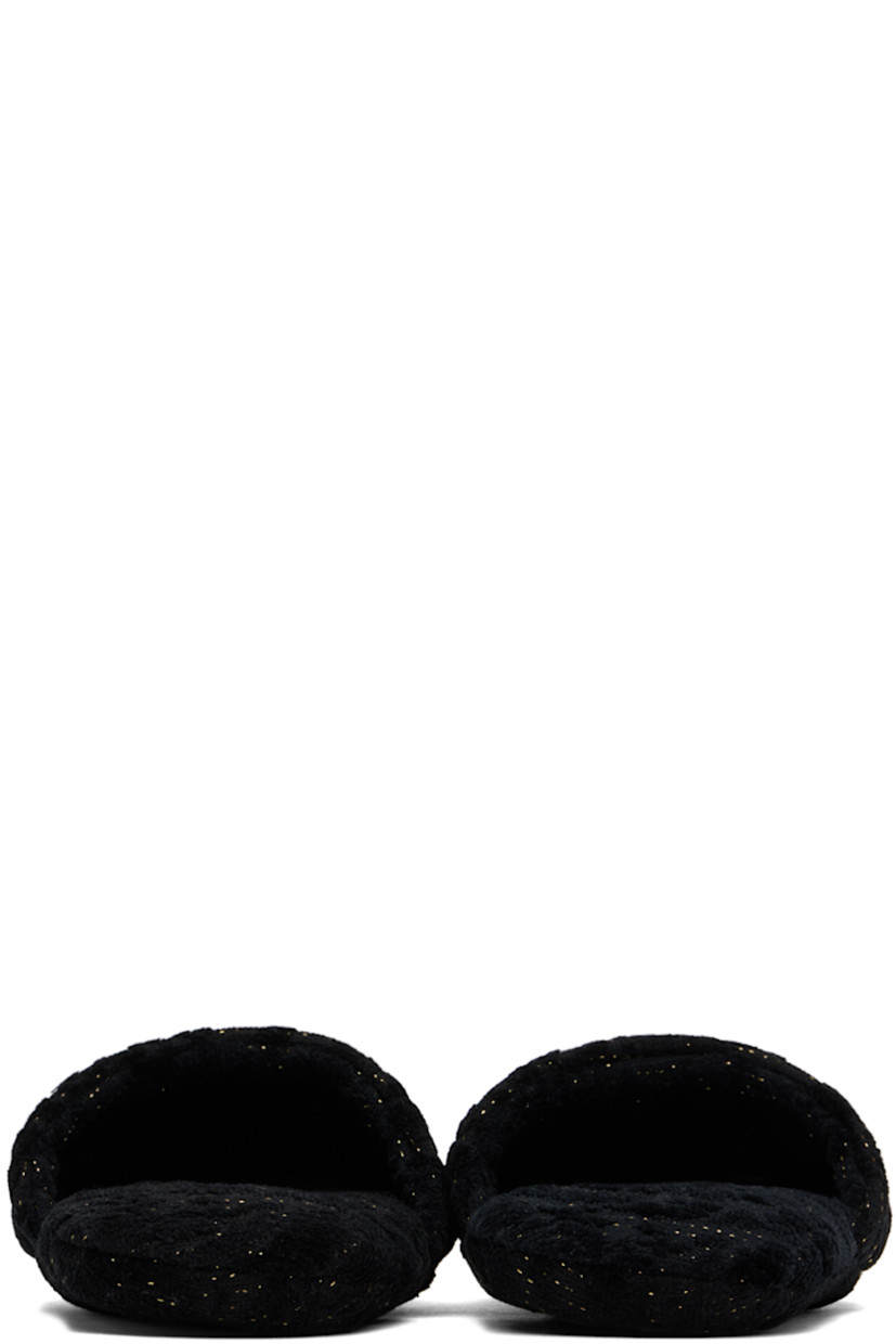 Cotton terry cloth slippers in black. Jacquard Barocco pattern and metallic thread detailing throughout.

· Padded terry cloth footbed
· Terry cloth sole

Supplier color: Anthracite