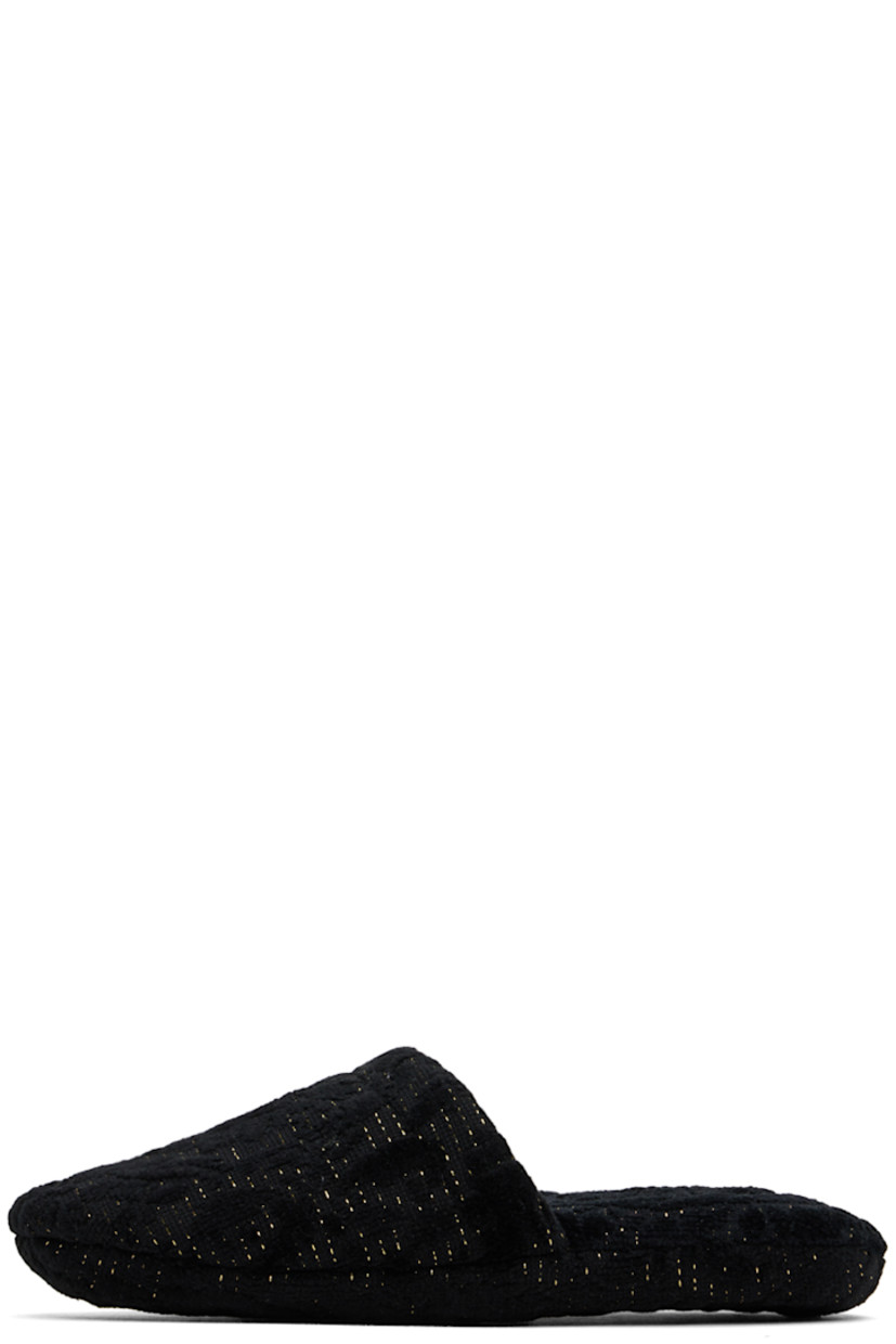 Cotton terry cloth slippers in black. Jacquard Barocco pattern and metallic thread detailing throughout.

· Padded terry cloth footbed
· Terry cloth sole

Supplier color: Anthracite