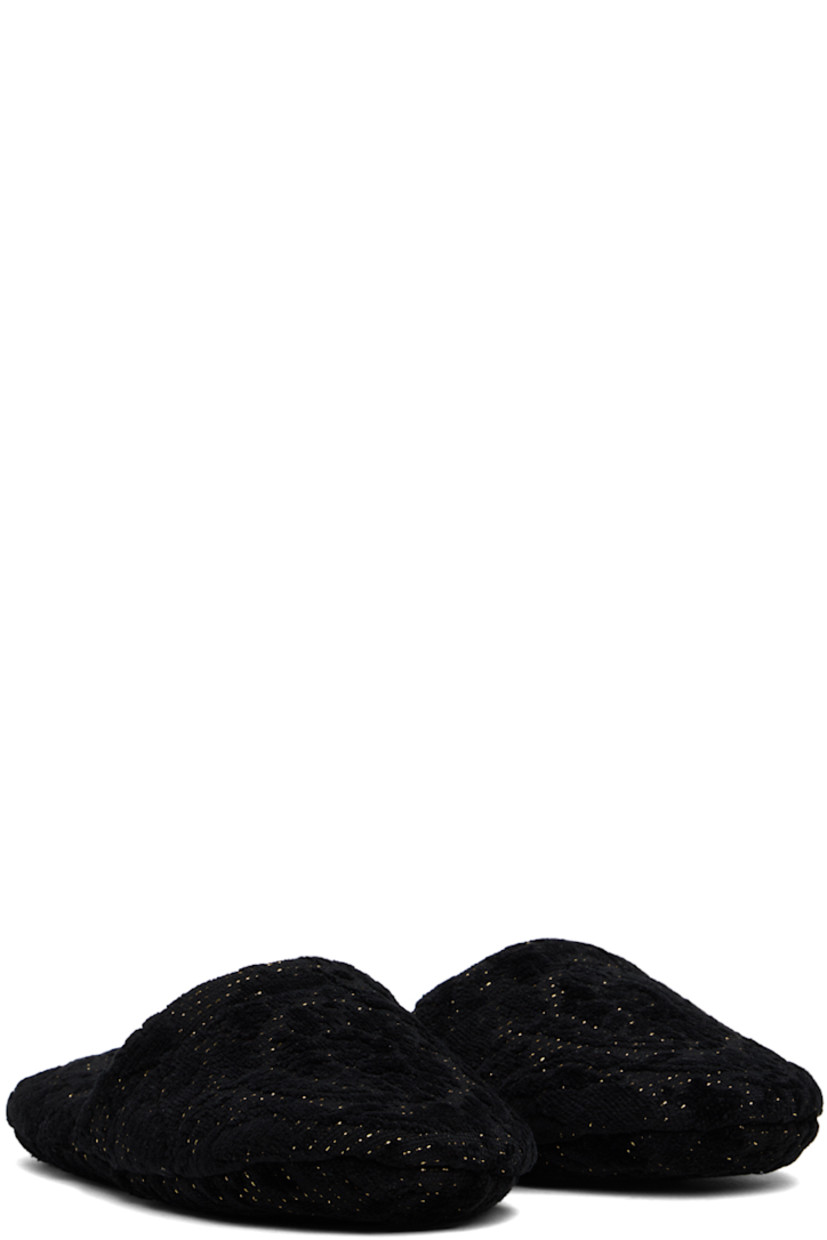 Cotton terry cloth slippers in black. Jacquard Barocco pattern and metallic thread detailing throughout.

· Padded terry cloth footbed
· Terry cloth sole

Supplier color: Anthracite