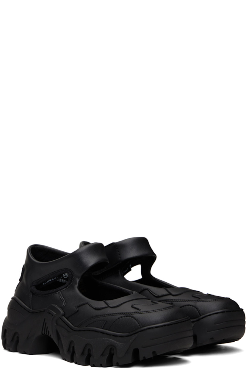 Handcrafted low-top Bureau Veritas-certified grained faux-leather Mary Jane-style sneakers in black.

· Velcro ankle strap
· Cutout at outer side and heel counter
· Mesh and buffed faux-leather lining
· Logo embossed at heel
· Treaded TPU sole

Supplier color: Black beyond leather
