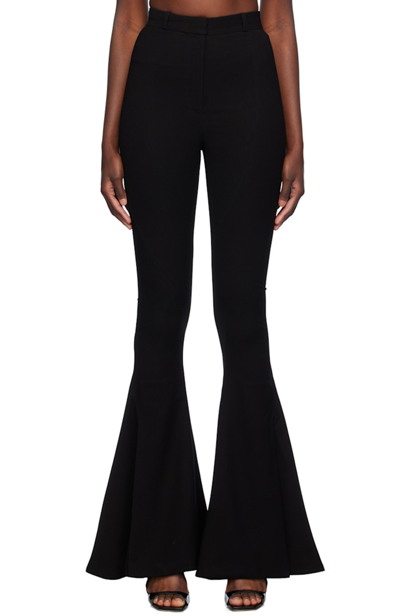 Flared polyester crepe trousers. Twisted seams throughout.

· Belt loops
· Zip-fly
· Vented cuffs

Supplier color: Black