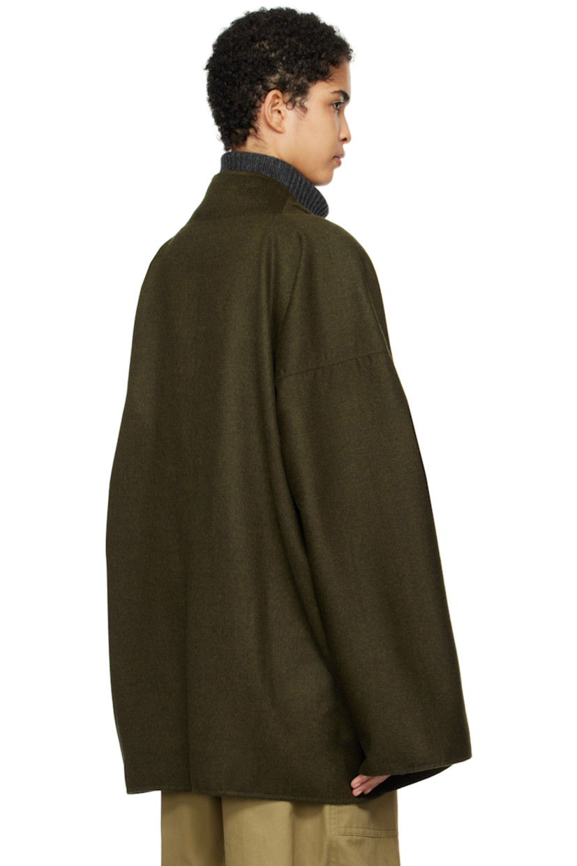 Reversible brushed wool-blend melton jacket. 

Reverse in gray wool-blend melton.

· Shawl lapel
· Open front
· Patch pockets
· Dropped shoulders

Supplier color: Beetle/Slate