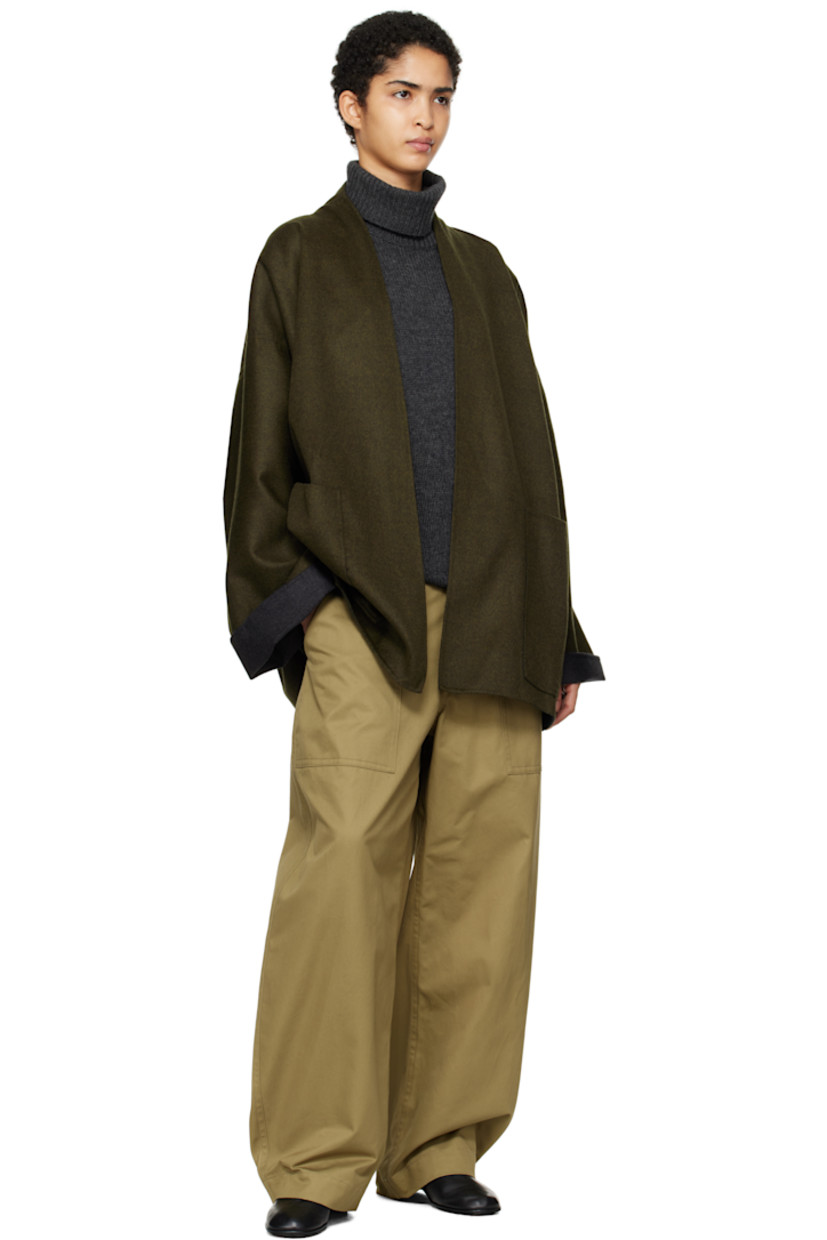 Reversible brushed wool-blend melton jacket. 

Reverse in gray wool-blend melton.

· Shawl lapel
· Open front
· Patch pockets
· Dropped shoulders

Supplier color: Beetle/Slate