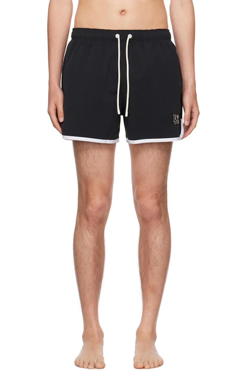 Polyester taffeta swim shorts.

· Drawstring at elasticized waistband
· Two-pocket styling
· Logo embroidered at front
· Piping at cuffs
· Integrated mesh shorts-style underlay

Supplier color: Black/Off white