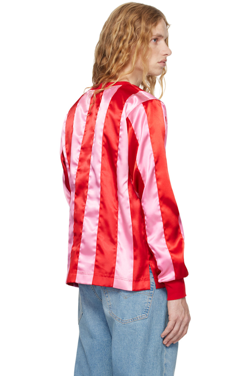 Upcycled polyester satin T-shirt. Stripes throughout

· Paneled construction
· Rib-knit crewneck and cuffs
· Vented side seams

Available exclusively at SSENSE.

Supplier color: Red/Pink