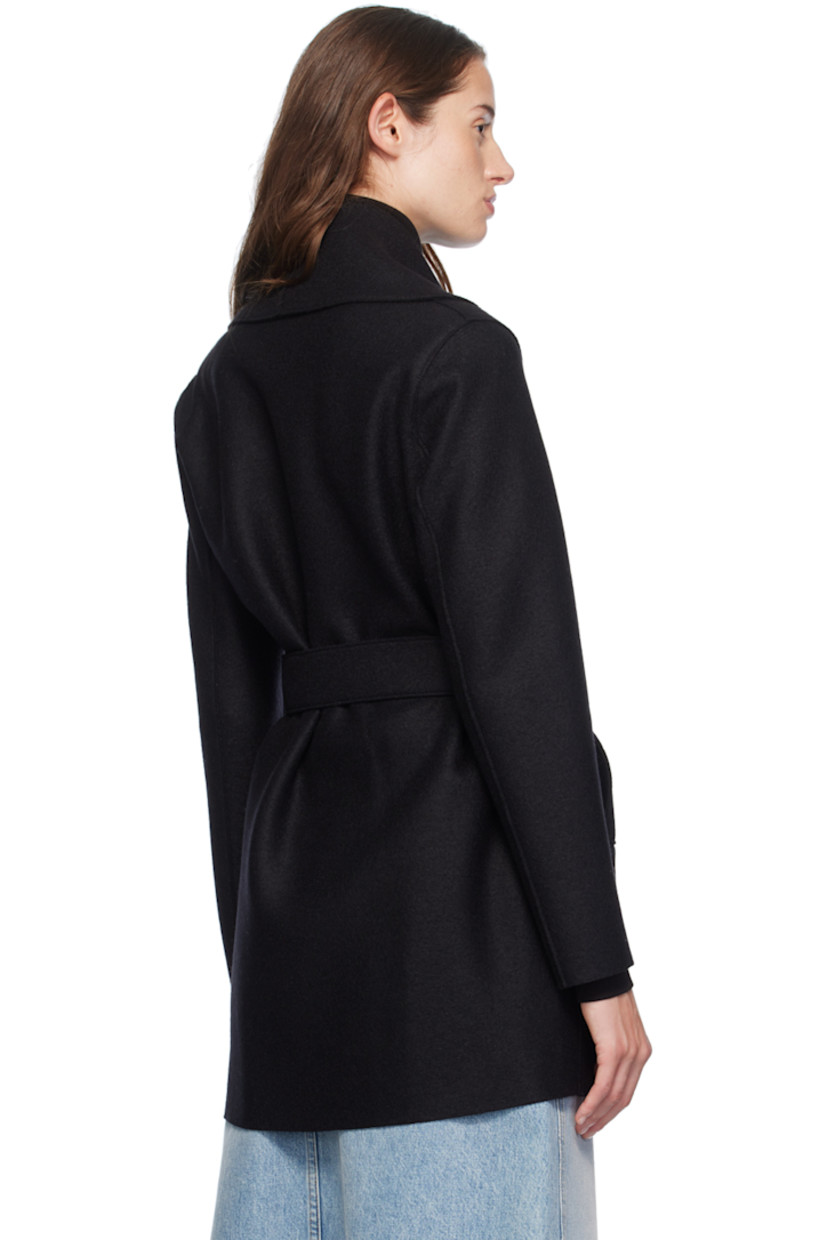 Brushed virgin wool melton jacket. 

· Shawl collar 
· Open front
· Belt loops and detachable self-tie belt
· Welt pockets
· Unlined

Supplier color: Black
