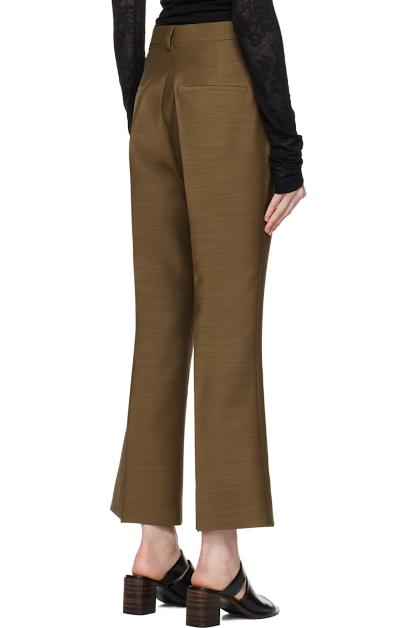 Flared RWS-certified wool- and organic silk-blend duck cloth trousers.

· Belt loops
· Four-pocket styling
· Zip-fly
· Creased legs
· Cropped cuffs

Supplier color: Moss