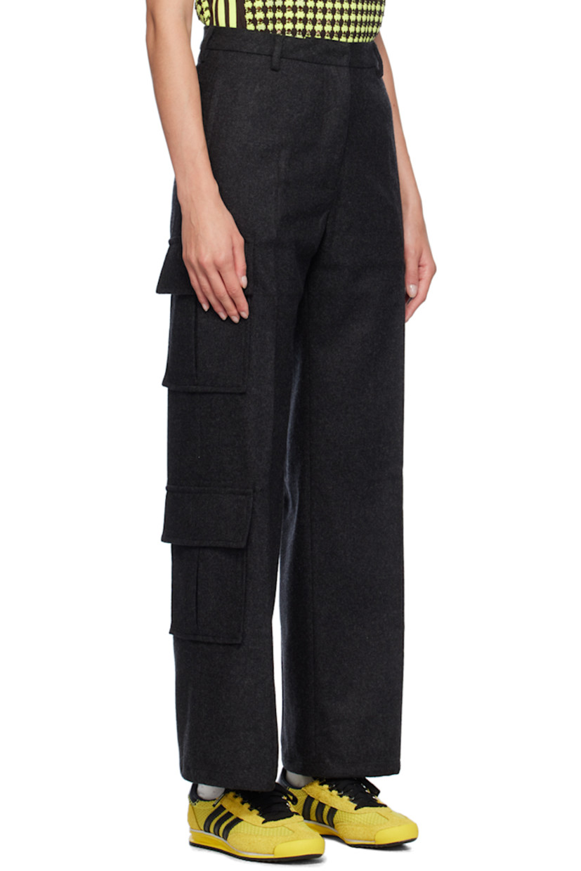 Wool- and cashmere-blend melton trousers. 

· Belt loops
· Four-pocket styling
· Zip-fly
· Bungee-style drawstring at cuffs
· Cargo pockets at outseam

Supplier color: Gray