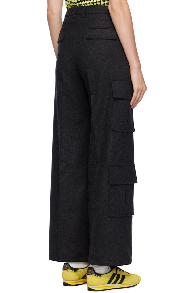 Wool- and cashmere-blend melton trousers. 

· Belt loops
· Four-pocket styling
· Zip-fly
· Bungee-style drawstring at cuffs
· Cargo pockets at outseam

Supplier color: Gray