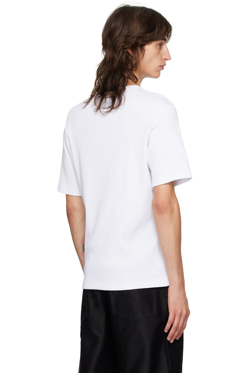 Rib knit organic cotton T-shirt. 

· Crewneck
· Logo embroidered at chest and back collar

Supplier color: White