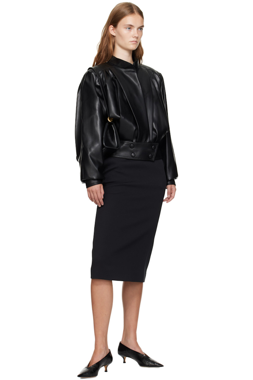Polyester- and acetate-blend twill dress.

· Modified scoop neck
· Darts at front
· Seam pockets 
· Princess seams at back
· Concealed zip closure at back
· Central vent at back hem
· Full satin lining 

Supplier color: Black