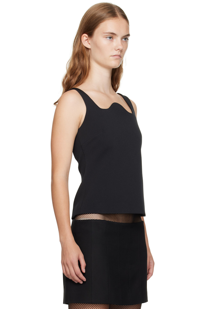 Polyester- and acetate-blend twill tank top.

· Modified scoop neck 
· Darts at front
· Concealed zip closure at back
· Full satin lining

Supplier color: Black