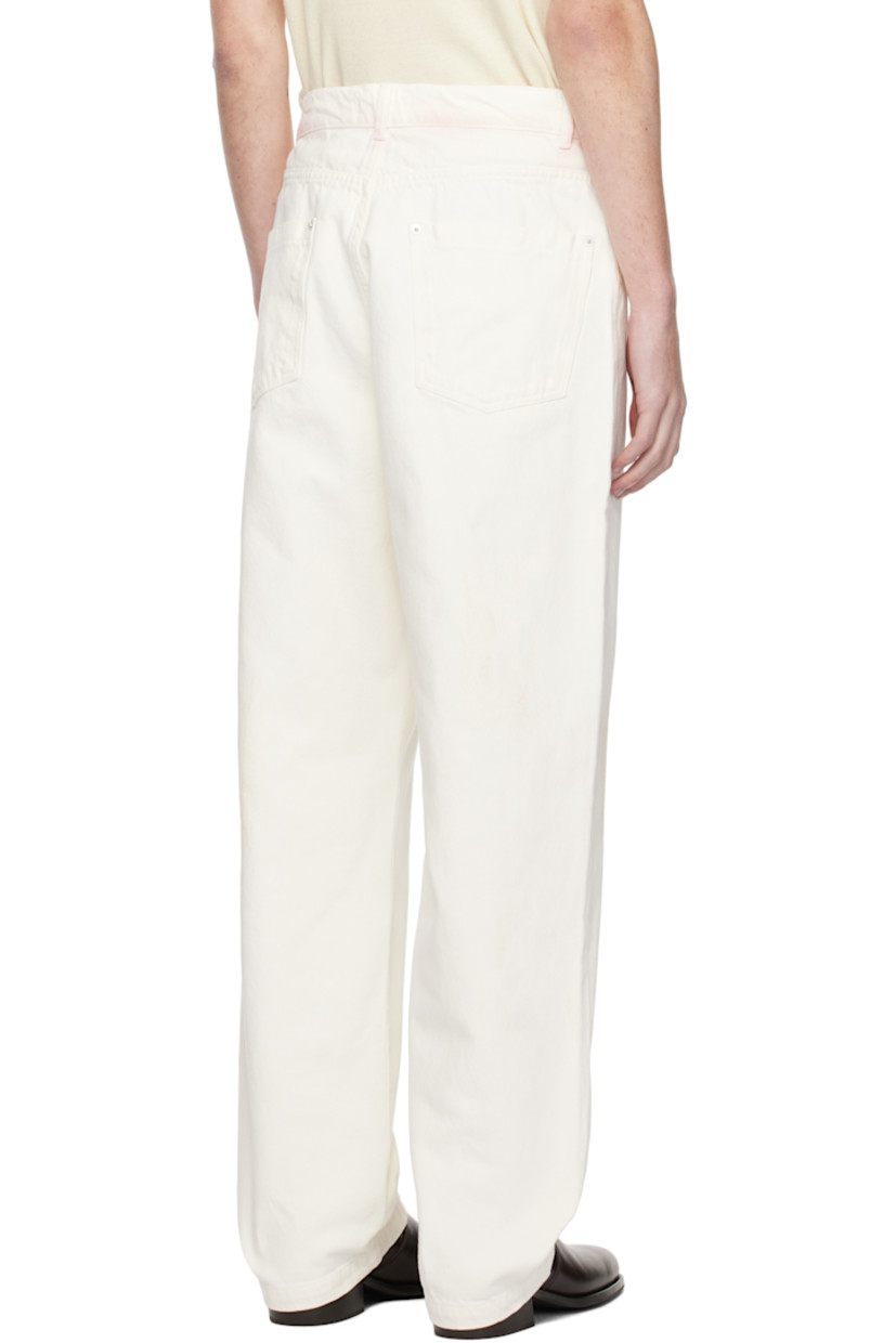 Straight-leg non-stretch denim jeans. Dyed detailing throughout. 

· Belt loops 
· Five-pocket styling 
· Zip fly 
· Silver-tone hardware 

Each item is unique. Please note that coloration may vary.

Supplier color: White