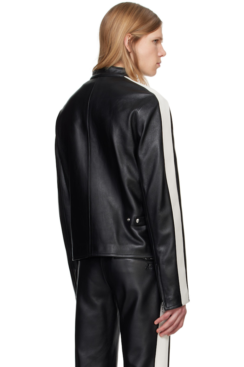 Grained lambskin jacket.

· Paneled construction
· Adjustable press-stud tab at band collar
· Two-way zip closure
· Logo appliqué at chest
· Zip pockets
· Zip vent at cuffs
· Adjustable press-stud tabs at back waist
· Welt pocket at interior
· Full cupro satin lining

Supplier color: Black
